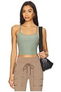 view 1 of 4 Space Dye Slim Racerback Cropped Tank Top in Grey Sage Heather