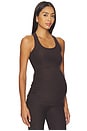 view 1 of 4 Spacedye Bases Covered Maternity Tank Top in Dark Chocolate Heather