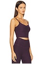view 2 of 4 Spacedye Raised The Barre Shirred Cropped Tank Top in Eggplant Purple Heather