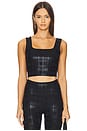 view 1 of 5 Beyond The Studio High Cropped Tank Top in Plaid Foil Black