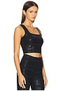 view 2 of 5 Beyond The Studio High Cropped Tank Top in Plaid Foil Black