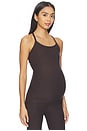 view 3 of 5 Spacedye Keep Your Cool Maternity Slip Top in Dark Chocolate Heather