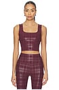 view 1 of 5 Beyond The Studio High Cropped Tank Top in Midnight Burgundy Plaid