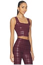 view 2 of 5 Beyond The Studio High Cropped Tank Top in Midnight Burgundy Plaid