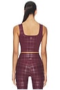 view 3 of 5 Beyond The Studio High Cropped Tank Top in Midnight Burgundy Plaid