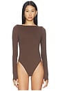 view 2 of 5 Serene Boatneck Bodysuit in Dusk Brown