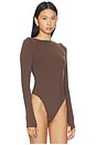 view 3 of 5 Serene Boatneck Bodysuit in Dusk Brown