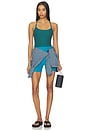 view 4 of 4 Spacedye Slim Racerback Cropped Tank Top in Tempest Teal Heather