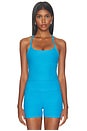 view 1 of 4 Spacedye Slim Racerback Cropped Tank Top in Malibu Lagoon Heather