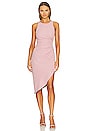 view 1 of 3 Ruched Asymmetrical Midi Dress in Blush