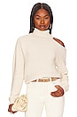 view 1 of 5 Mock Neck Cutout Sweater in Ivory Champagne