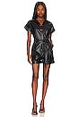 view 1 of 3 Short Sleeve Faux Leather Romper in Black