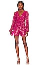 view 1 of 4 Sequin Wrap Front Romper in Pink Peacock