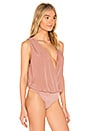view 3 of 5 Low V Neck Bodysuit In Woodsmoke in Woodsmoke