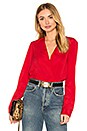 view 1 of 4 Shirt Cuff Surplice Top In Chili Pepper in Chili Pepper