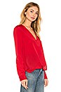 view 2 of 4 Shirt Cuff Surplice Top In Chili Pepper in Chili Pepper