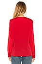 view 3 of 4 Shirt Cuff Surplice Top In Chili Pepper in Chili Pepper
