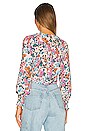 view 3 of 4 Tie Front Button Up Top in Garden Floral