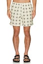 view 5 of 6 Ivory Digi Plaid Swim Trunks in White