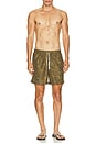 view 4 of 5 Croc Speckle Swim Trunk in Brown