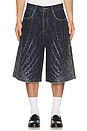 view 1 of 5 20K Diamond Starlight Denim Shorts in Blue