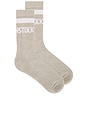 view 1 of 4 Cotton Crew Socks in Light Gray & White