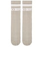 view 3 of 4 Cotton Crew Socks in Light Gray & White
