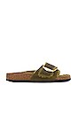 view 1 of 5 Madrid Big Buckle Shearling Sandal in Green Olive