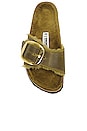 view 4 of 5 Madrid Big Buckle Shearling Sandal in Green Olive