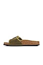 view 5 of 5 Madrid Big Buckle Shearling Sandal in Green Olive