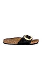 view 1 of 5 Madrid Big Buckle Gold Sandal in Black