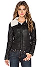 view 2 of 5 Faux Fur Collar Moto Jacket in Black