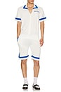 view 5 of 5 Paneled Knit Shorts in White & Blue
