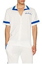view 3 of 4 Paneled Knit Shirt in White & Blue