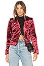 view 1 of 4 Velvet Moto Jacket in Red