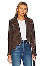 view 1 of 5 Faux Suede Moto Jacket in Chocolate Souffl?