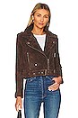 view 2 of 5 Faux Suede Moto Jacket in Chocolate Souffl?