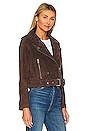 view 3 of 5 Faux Suede Moto Jacket in Chocolate Souffl?