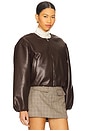 view 3 of 5 Cropped Leather Bomber in Grand Slam