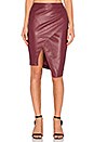 view 1 of 4 Asymmetrical Leather Skirt in Wine