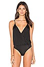 view 2 of 5 Deep V Neck Sleeveless Bodysuit in Black