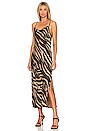 view 1 of 4 Maxi Bias Slip Dress in Gold Zebra Print