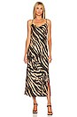 view 2 of 4 Maxi Bias Slip Dress in Gold Zebra Print