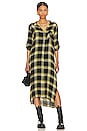 view 1 of 4 Rolled Sleeve Duster Midi Dress in Green & Black Plaid