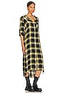 view 3 of 4 Rolled Sleeve Duster Midi Dress in Green & Black Plaid