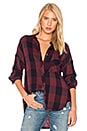 view 1 of 4 Drop Shoulder Plaid Top in Vintage Wine