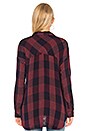 view 3 of 4 Drop Shoulder Plaid Top in Vintage Wine
