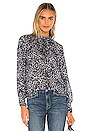 view 1 of 4 Mock Neck Button Back Blouse in Moonlight