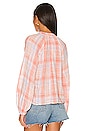 view 3 of 4 Long Sleeve Shirred Raglan Shirt in Coral Plaid
