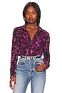 view 1 of 4 Full Button Down Hipster Top in Berry Floral Print